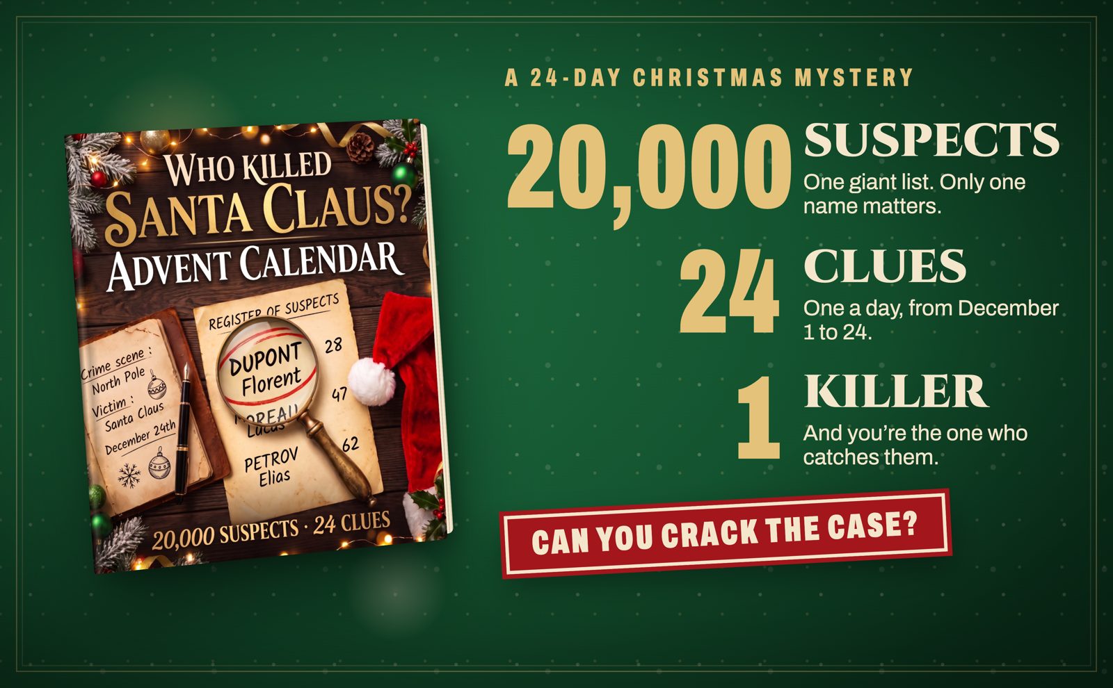 20,000 suspects, 24 clues, 1 killer